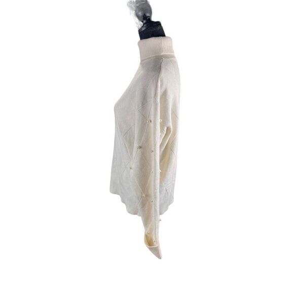 On twelfth ivory soft pearl long sleeve turtleneck sweater XL cozy warm career - Picture 3 of 9